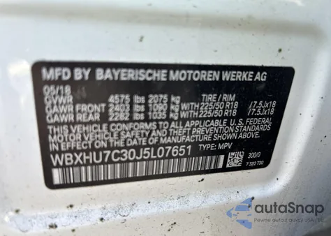 2018 BMW X1 Sdrive28I from USA, damaged, VIN WBXHU7C30J5L07651